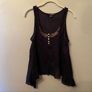 Black sleeveless blouse